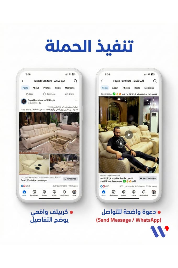 +3,200 محادثة واتساب لمعرض أثاث عبر 5 حملات — 3